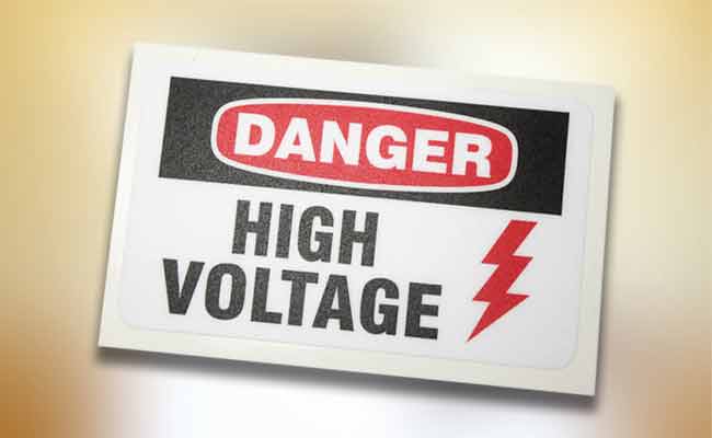 Image of a sign that says Danger, High Voltage.